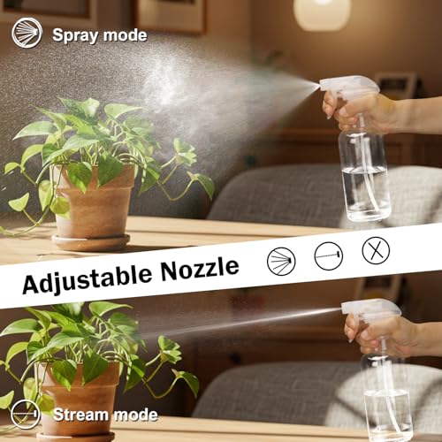 Glass Spray Bottles 16.9oz - Adjustable Mist/Stream, 2-Pack