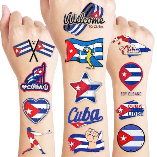 96 Cuban Flag Temporary Tattoos - Party Favors & Decor