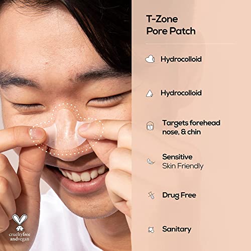 HANHOO T-Zone Pore Patch | Hydrocolloid Nose Patches | For Blackheads & Clogged Pores | Fits Nose, Chin, and Forehead | Cruelty-free and Vegan | 8 Patch Count - 4 Pore Patches + 4 Triangle Patches