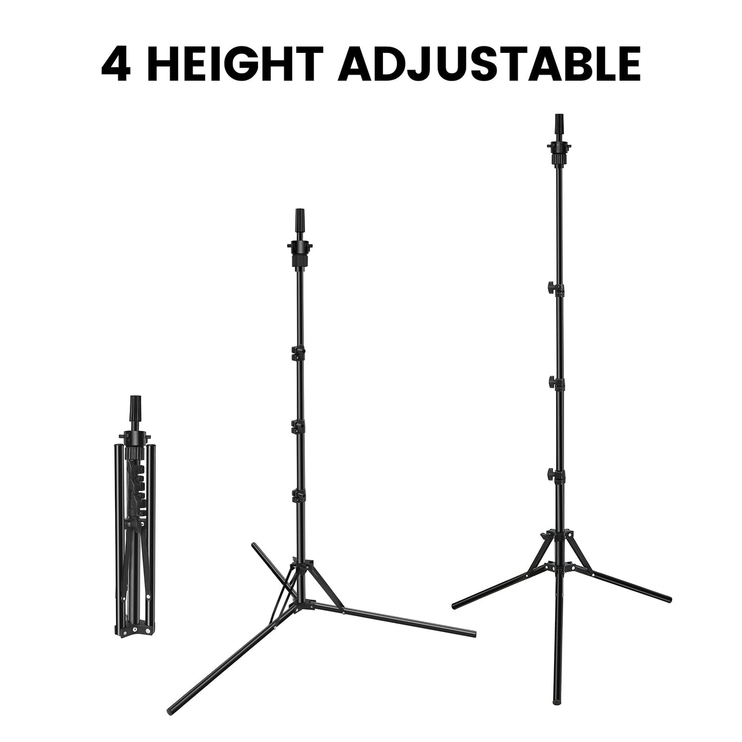 LANENQJP Foldable Mannequin Head Stand, Upgrade Adjustable Wig Stand Tripod, Metal Mannequin Stand for Cosmetology Hairdressing Training