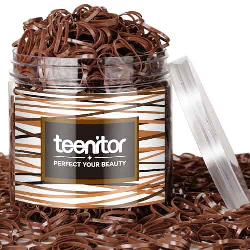 Teenitor Elastic Hair Bands, Small Hair Ties, 2000pcs, Light Brown