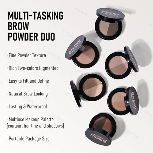 KYDA 2-Color Eyebrow Powder Duo with Brush, Waterproof