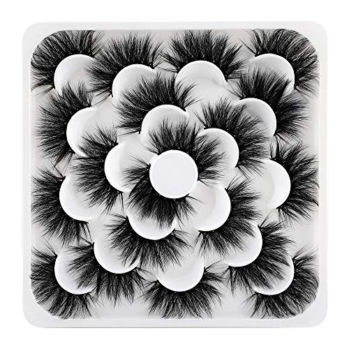 6D Mink Lashes Eyelashes Volume Dramatic Wispy Lashes Mink zanlufly 22MM Long False Eyelashes Luxury Crossed Soft Volume Reusable 10 Pairs Lashes Pack