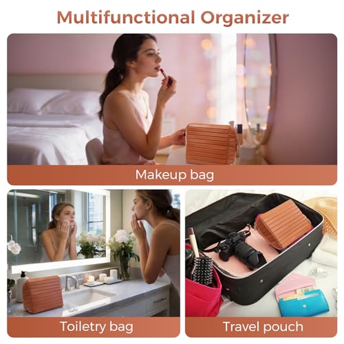 Travel Makeup Organizer Bag with 27 Pockets & 3 Brush Holders