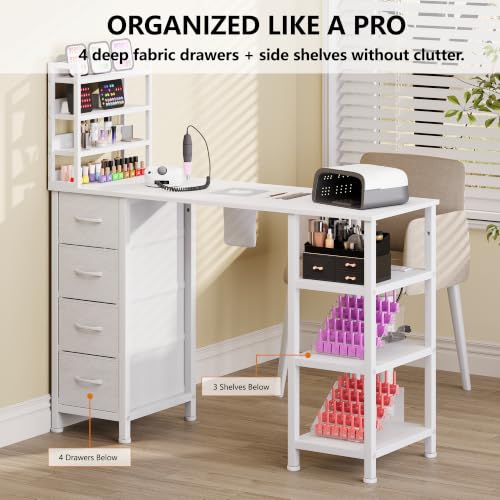 LIVEHOM Manicure Table with Dust Collector & Power Outlets