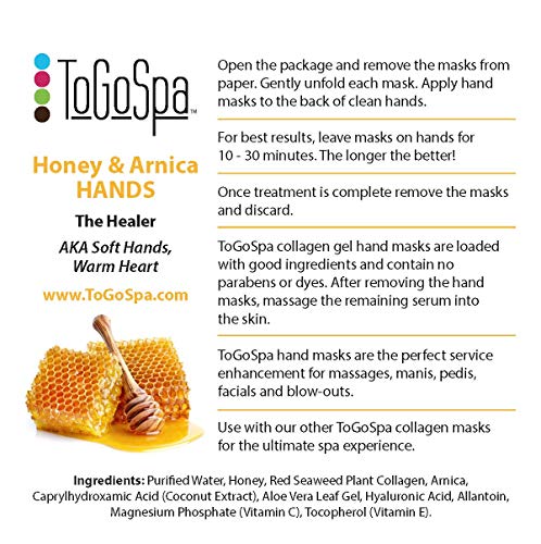 ToGoSpa Honey & Arnica Moisturizing Hand Mask for Dry Cracked Hands (2 Pack)