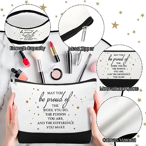 Cunno 30 Pcs Employee Appreciation Gifts Inspirational Canvas Makeup Bags Bulk Cosmetic Pouch with Zipper Travel Toiletry Organized for Women Coworkers Staff, 6 Style(Classic)