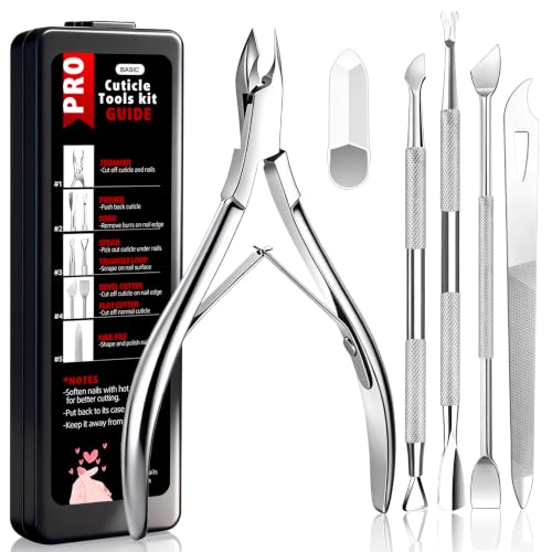 Cbiumpro 5-Piece Stainless Steel Cuticle Trimmer & Pusher Set with Case