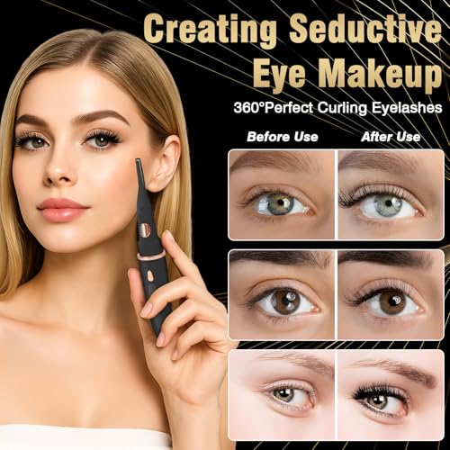 USB-Rechargeable Heated Eyelash Curler with LED Display - 3 Temp Settings, Mini Design, Safe Curling for Long-Lasting Natural Lashes