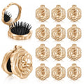 12 Pcs Mini Hair Brush Set with Mirror – Champagne Gold Compact