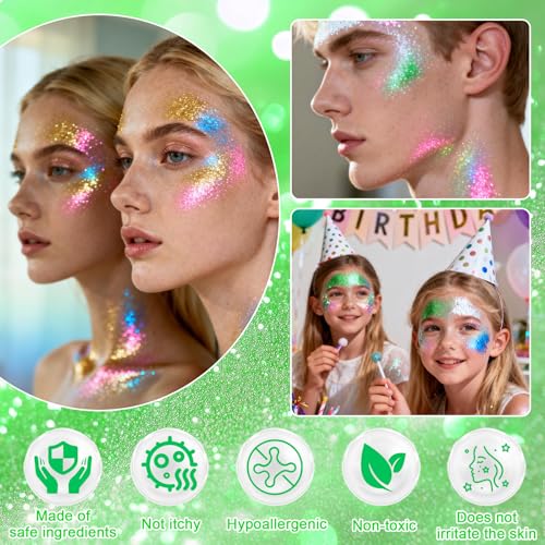 Waterproof Green Glitter Stick for Face & Body - Holographic Shine