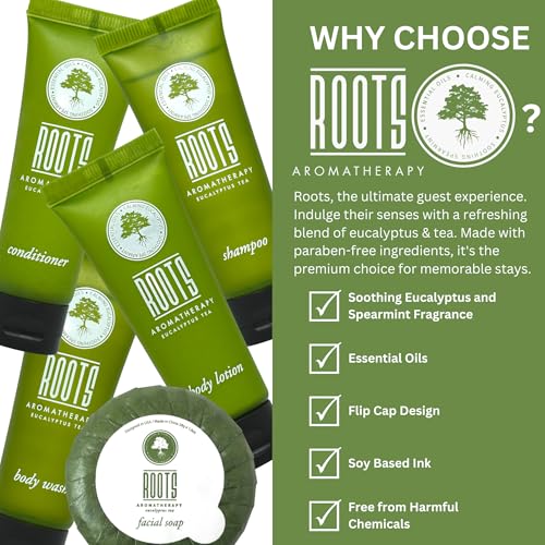 Roots Aromatherapy Hotel Toiletries Set - 150 Travel-Size Guest Amenities