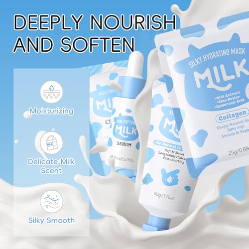 Milk Skincare Set for Teens Girls 12-Piece Kit with Cleanser & Moisturizer
