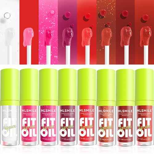 4 Colors Lip Oil Lip Glaze Set, Tinted Gloss Lip Gloss Oil, Plumping Moisturizing and Nourishing Lips, Long Lasting Fresh and Smooth Lip Care Set - A#