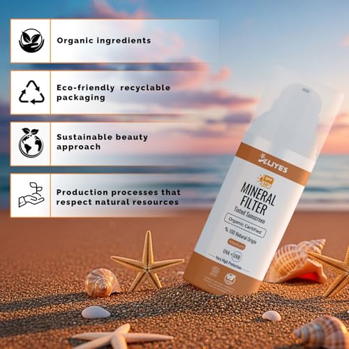 Aliye¡¯s Tinted Organic Sunscreen SPF 50+ | Ecocert Cosmos Certified | 100% Mineral & Vegan Sun Protection | Safe for Sensitive Skin | 50ml (Medium)