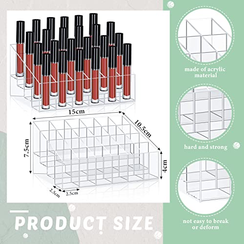 Macarrie 4 Pieces Lipstick Holder Organizer 24 Slot Acrylic Lipstick Makeup Organizer Case Display Stand Storage Box for Lipsticks Lipgloss Brushes Cosmetics