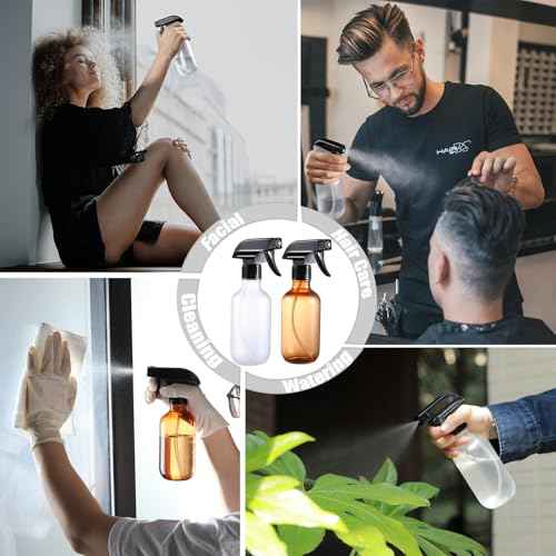 Small Water Spray Bottle for Hair, Frosted Clear Plastic Small Squirt Bottle with Adjustable Mist/Stream, Refillable Empty Mister Spray Bottles for Hair, Plant, Cleaning, Pet, 10.1 oz /300ML