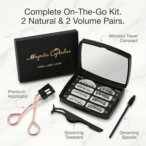 Magnetic Eyelashes Kit - 3D Reusable Lashes with Applicator