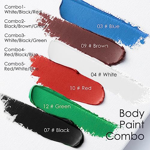 3 Colors White Black Green Face Body Paint Stick, Eye Black Lipstick Face Paint for Baseball/Football/Halloween/Costume Parties Accessories Vampire/Witch/Clown Makeup Face& Body Paint