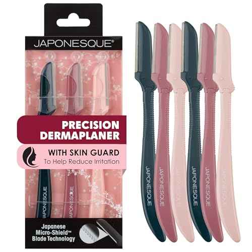 JAPONESQUE Precision Dermaplaner Facial Razors ? 2pk 6 Piece Set, Eyebrow and Facial Hair Single Blade Razors for Women and Men, 2pk, 6ct.