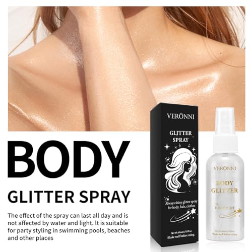 Silver White Body Glitter Spray - Long Lasting Shimmer