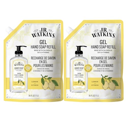 J.R. Watkins Moisturizing Gel Hand Soap Refill Lemon 2 Pack, 34 fl oz