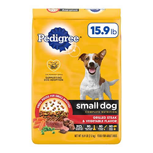 PEDIGREE Small Dog Complete Nutrition Small Breed Adult Dry Dog Food Grilled Steak and Vegetable Flavor Dog Kibble, 15.9 lb. Bag