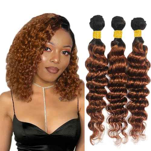 1B/30 Ombre Brown Deep Wave Human Hair Bundle 22 24 26 Inch Two Tone Black and Brown Bundles Human Hair 8A Brazilian Virgin Remy Hair