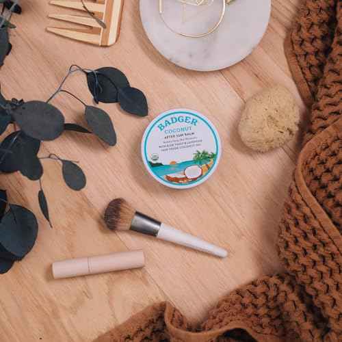 Badger Coconut AfterSun Balm, 100% Organic Soothing Sunburn Relief, Great Smelling, Moisturizing & Hydrating After Sun Skin Care, 2 oz Tin