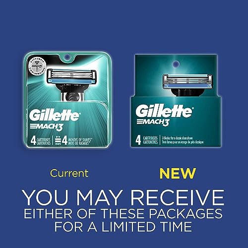 Gillette Mach3 Razor Refills for Men, 4 Razor Blade Refills (Pack of 2)