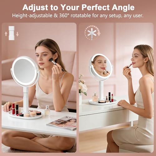 10X Magnifying Makeup Mirror with Lights, Rechargeable LED