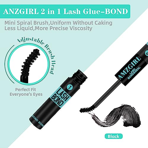 AMZGIRL Black Bond and Seal Lash Glue, Waterproof Cluster Glue