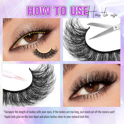 Lashes Wispy Eyelashes 6 D Volume Faux Mink Lashes Fluffy False Eyelashes 19MM D Curl Lash Extension Fake Eyelashes 14 Pairs by wtvane