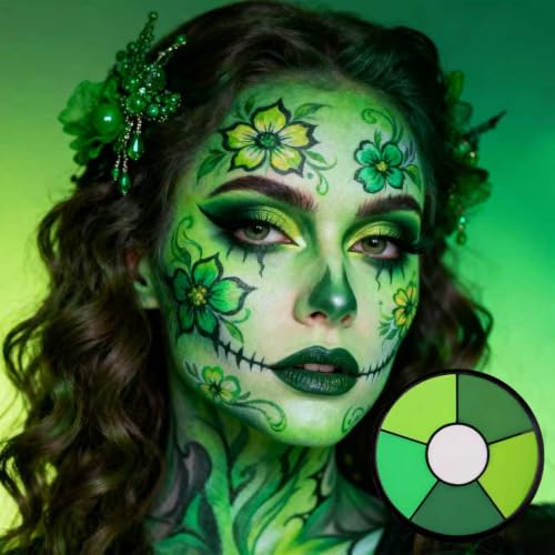 PASNOWFU 6-Color Green Face & Body Paint Palette – SFX Makeup, Witch Edition