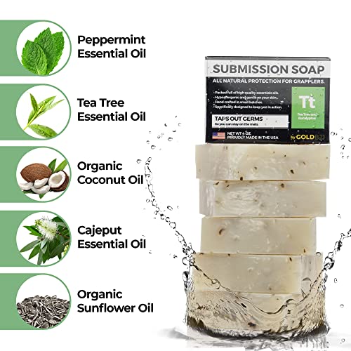 Premium Tea Tree Oil Soap - USA Made Bar Soap for BJJ, Jiu Jitsu, Wrestling, and Grappling (Single 4 Ounce Soap Bar, Classic Tea Tree)