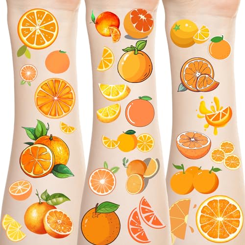300 Little Orange Cutie Themed Tattoos Temporary Stickers Tangerine Theme Clementine Fruit Baby Shower Orange Clementine Birthday Party Decorations Supplies(30 Sheets)