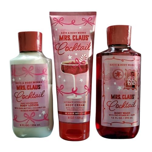 Bath & Body Works Mrs Claus Shower Gel Body Wash, Body Lotion and Ultimate Hydration Body Cream 3 Piece Set