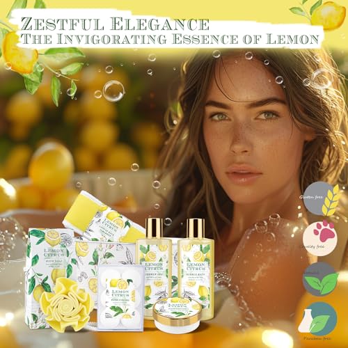 Lemon Citrus Spa Bath Gift Set for Women – 8 Pcs