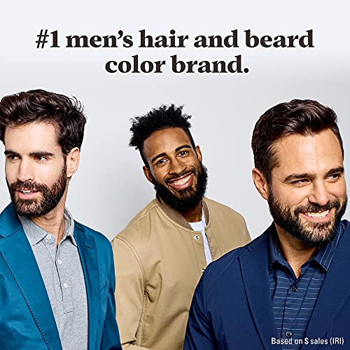 Just For Men Mustache & Beard, Beard Coloring for Gray Hair with Brush, With Keratin Biotin Aloe and Coconut Oil for Healthy Facial Hair - Darkest Brown, M-50, Pack of 3 (Packaging May Vary)