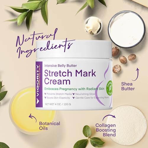 Vigority Maternity Stretch Mark Cream - Pregnancy Belly Butter & Scar Treatment - 4 Oz