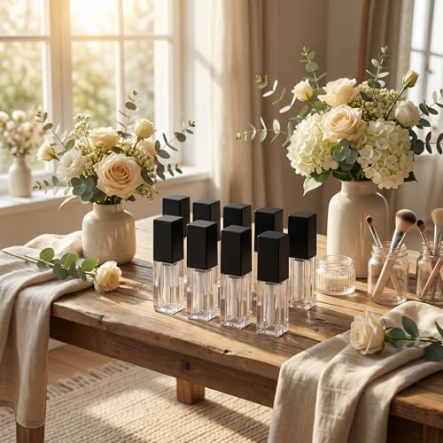 10PCS Empty Lip Gloss Tubes, 5ml Black Containers