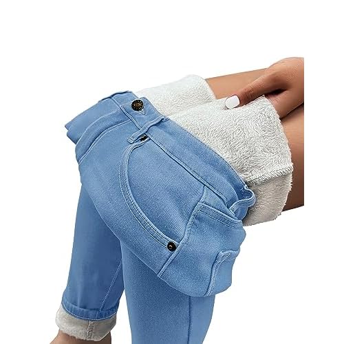 GRAPENT Fleece Lined Leggings Womens Skinny Jeans High Waisted Thermal Jeggings Winter Stretch Denim Pants Warm
