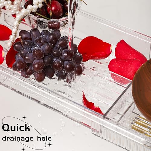 Expandable Acrylic Bath Tray with Wine & Book Holder