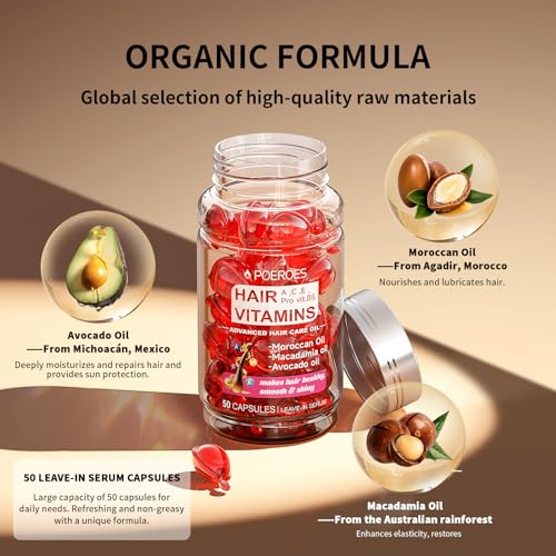 Hair Oil Capsules with Vitamins A C E B5 - Argan & Avocado