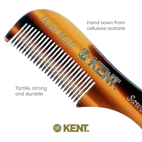 Kent A 81T X-Small Men's Beard and Mustache Comb, Fine Toothed for Facial Hair Grooming and Styling. Quality Cellulose Acetate, Saw-cut Polished. Made in England