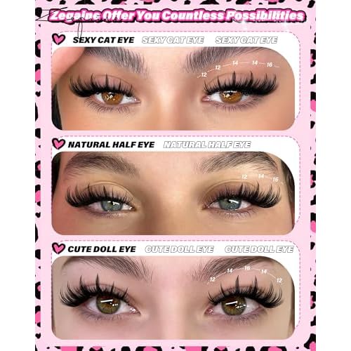 Wispy Lash Clusters Kit Manga Eyelash Clusters 12-16MM D Curly Fluff Lashes Clusters Kit Manga Cluster Eyelash Extensions Anime Individual Lashes Kit with Lash Bond&Seal Tweezers Brushes by Zegaine