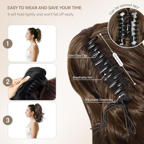 14" Layered Wave Ponytail Extension Clip-On Claw