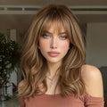 Lativ Brown Highlight Layered Wig with Bangs - 4x4 Natural Scalp