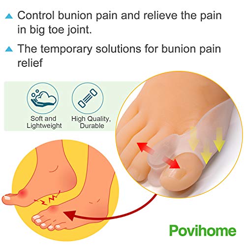 Povihome 8 Pack Bunion Cushions & Gel Toe Separators, 1/2" Thick, Clear