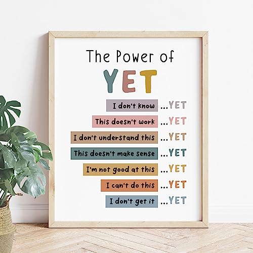 The Power of Yet Print Therapy Office Decor Poster Kids Room Wall Decor Boho Classroom Growth Mindset Mental Health Poster Classroom Decor School Counselor Power of Now Unframed (11x14 inches)